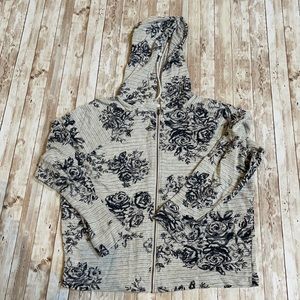 Maurices flower print zip up hoodie size large
